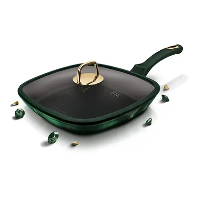 Non-Stick Emerald Square Grill Griddle Frying Pan With Lid