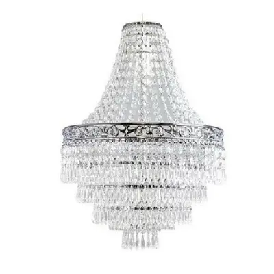 (KNIGHT BRIDGE LARGE CHROME ) Modern Chandelier Ceiling Light Shades Acrylic Crystal Droplet Pen