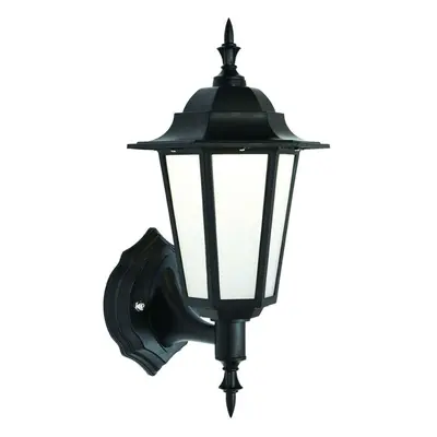 IP44 Outdoor Wall Light Traditional Lantern Black Rust Proof 7W Cool White LED