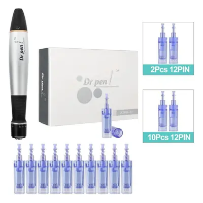 (A1C+10PCS 12PIN) Dr.pen A1c Electric Micro Needling Pen Skin Care Kit Tools Derma Pen Mesothera