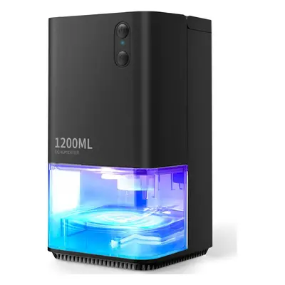 (Black) 1200ml Small Dehumidifiers for Bedroom with Quiet Lights Auto Shut off, Portable Dehumid