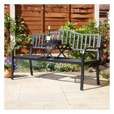 Home Source Valetta Outdoor Garden Patio Loveseat Bench Black