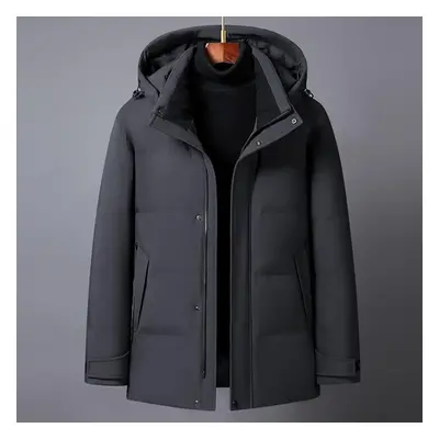 (grey, 3XL) Middle Aged Men Short Feather Coats Winter New 90% White Duck Down Jackets For Men H