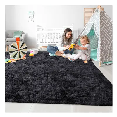 (160cm x 230cm (5ft 4" x 7ft 8")., Black) Non Slip Rug Area Rug Living Room Bed Room