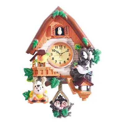 (yellow) Decorative Hanging Cuckoo Bird Clock Quartz Movement Hourly Chirping Wall Clock