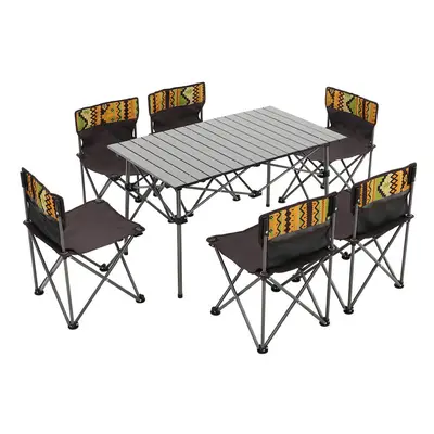 7 Piece Folding Camping Table and Chairs Set Portable with Carrying Bag