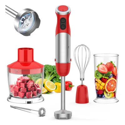 (Red) in Immersion Hand Blender Copper Motor Stainless Steel Stick Blender Kitchen