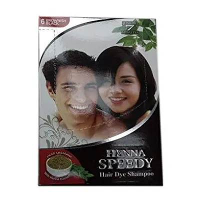 Henna Speedy Hair Dye Shampoo Brownish Black box (12 pack)