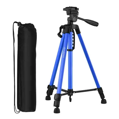 (blue) 135cm/53in Photography Tripod Stand Lightweight Aluminum Alloy For Smartphone Camera