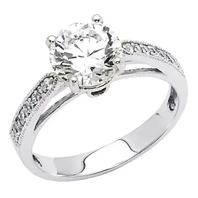 Precious Stars Jewelry 14k White Gold 1/10ct TGW Round-cut Diamonette Engagement Ring