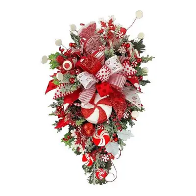 Christmas Candy Upside Down Wreath Garland Door Ornaments Xmas Wall Home Decor