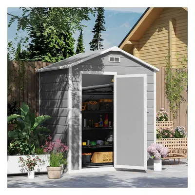 Outsunny x 4ft Resin Garden Shed with Floor and Window, Grey