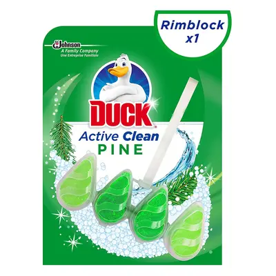 Duck Active Clean Toilet Rimblock, Foaming Toilet Bowl Cleaner, Pine