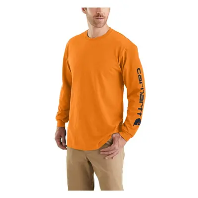 Carhartt Men's Loose Fit Heavyweight Long Logo Sleeve Graphic T-Shirt Marmalade Heather