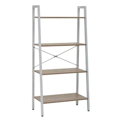 Premier Housewares Bradbury Four Tier Natural Oak Veneer Ladder Shelf Unit