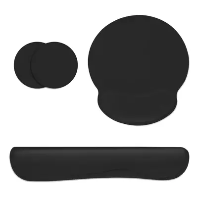 (Black) Mouse Pad with Wrist Support Keyboard Wrist Rest Durable Comfortable Set for Laptop Offi