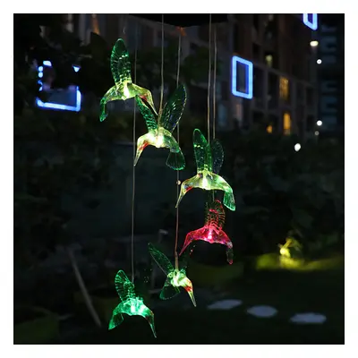 (Hummingbird) Solar Powered LED Wind Chime Light Color Changing Garden Lamp Outdoor Tree Decor