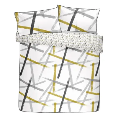 100% Cotton Geometric Leda Ochre Grey King Duvet Quilt Cover 180TC Bedding Sets