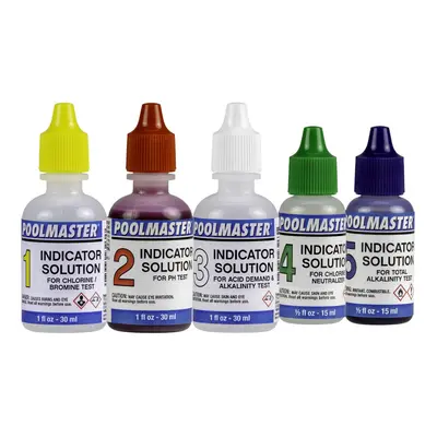 Poolmaster Replacement Indicator Solutions #1 - #5 For Spa or Swimming Pool Water Testing, Neutr