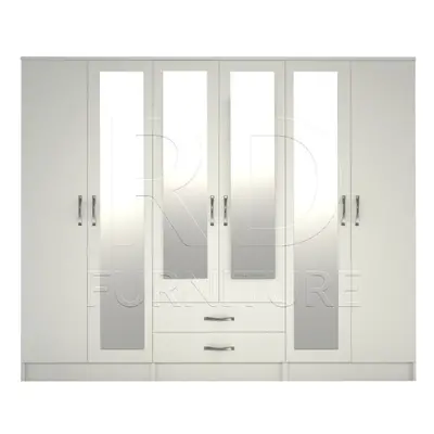 Ready assembled Classic Door Mirror Wardrobe White