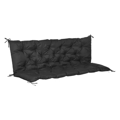 Outsunny Seater Garden Bench Cushion Outdoor Seat Pad with Ties Black