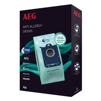 AEG S-bag GR206S Anti-Allergy Vacuum Cleaner Bags (4 Synthetic Dust Bags, High Filter Performanc