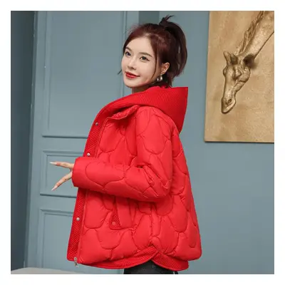 (red, XXL) Winter New Warm And Thickened Hooded Coat Short Down Coat Women&apos;s Coat