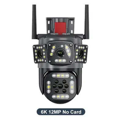 (6K 12MP No Card) New 6k 12mp Outdoor Wifi Camera Motion Tracking 8x Zoom Three Screens View Ip 