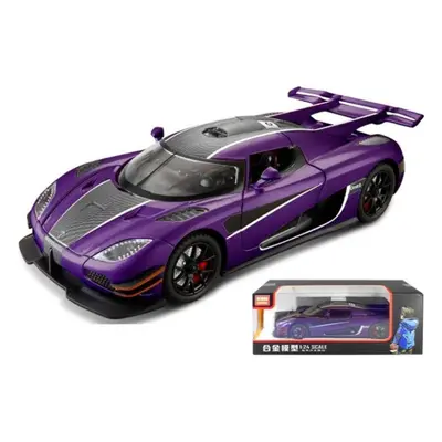 (purple, 1/24-Size:21*9.5*5.5cm) 1/24 Scale Koenigsegg One Diecast Car Model Toy With Opening Do