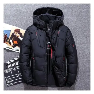 (black, XXXXXL) Winter Warm White Duck Thick Down Jacket Veste Outwear Men&apos;s Snow Parka Hoo