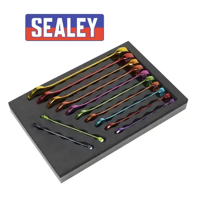 SEALEY SPANNER SET 12PC METRIC COMBINATION WRENCH RING OPEN IN EVA TRAY AK63267