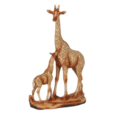 Naturecraft Wood Effect Giraffe and Baby Ornament