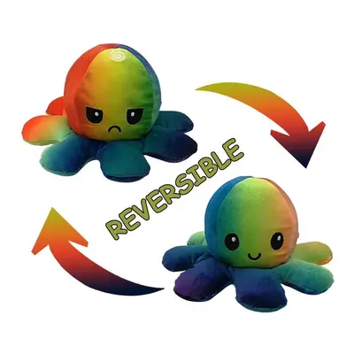 (Multi Color + Multi Color) Double-Sided Flip Reversible Octopus Plush Toy