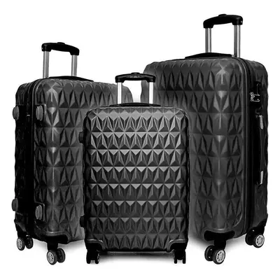 (Black) Suitcase Luggage Set Hard Shell ABS Cabin Case