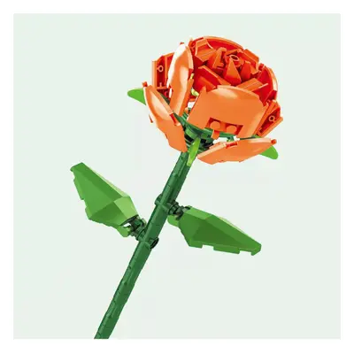 (Orange Rose) Creative Valentine's Day gift bouquet decorated with red roses Building Block Toy 