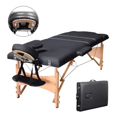 (Black) Portable 3-Section Massage Bed Table