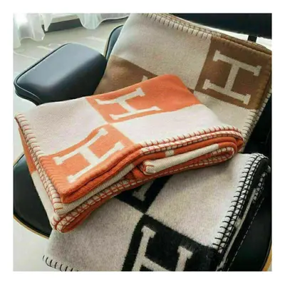 (orange) Wool Cashmere Throw Plaid Blankets pillow Sofa Bedding Shawl Xmas Gift