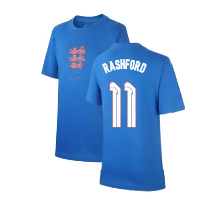 (MB) England Nike Evergreen Crest Tee (Blue) - Kids (Rashford 11)