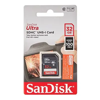 Ultra 32GB SDHC Memory Card, up to 100MB/s, Class 10, Black/Grey