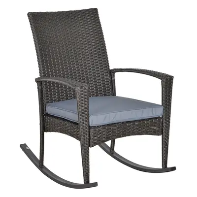 Outsunny Garden Rattan Rocking Chair, Bistro Recliner Rocker Furniture Seater