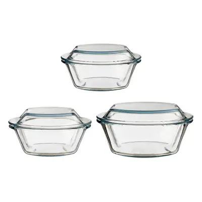 Premium Set Of Three Casserole Dishes, Borosilicate Glass Casserole Dish For Baking, Versatile B