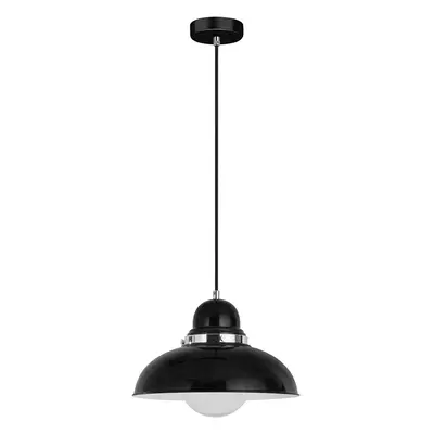 Premier Housewares E27 Edison Screw Chrome Ceiling Pendant, W - Black