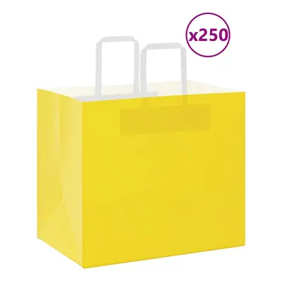 (yellow, x x cm/ pcs) vidaXL Paper Bags pcs with Handles White 21x11x28 cm Paper Grocery Bag