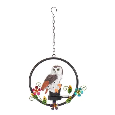 (Brown, Owl) Parrot Owl Pattern Hanging LED Solar Light Outdoor Garden Lawn Lamp Energy-saving W