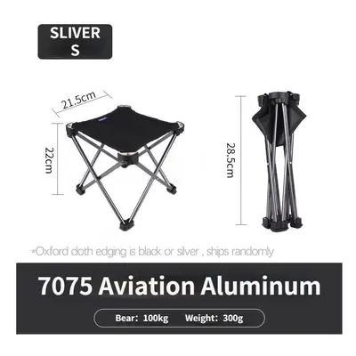 (Sliver, Small) Outdoor Folding Chair Foldable Hiking Camping Fishing Portable Stable Stool Ligh