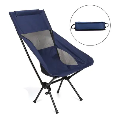 (Navy) Folding Moon Chair Lightweight Fishing Stool Camping BBQ Seat Outdoor Travel Max Load 265