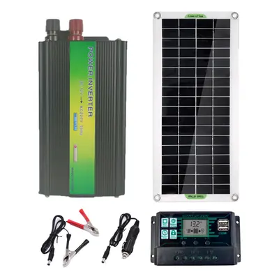 220V 1500W Peak Solar Power System Battery Charger Inverter+50W Solar Panel +60A Controller