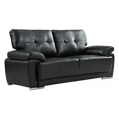 Sienna Black Leather Seater Sofa Sofa