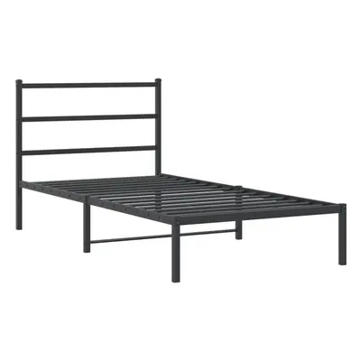 vidaXL Metal Bed Frame with Headboard Mattress Foundation Black 100x200 cm