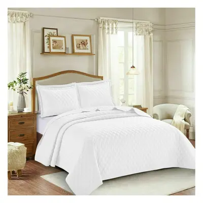 (White , Super-King ) 3Pcs Luxury Embossed INSPIRATION Quilted Bedspread